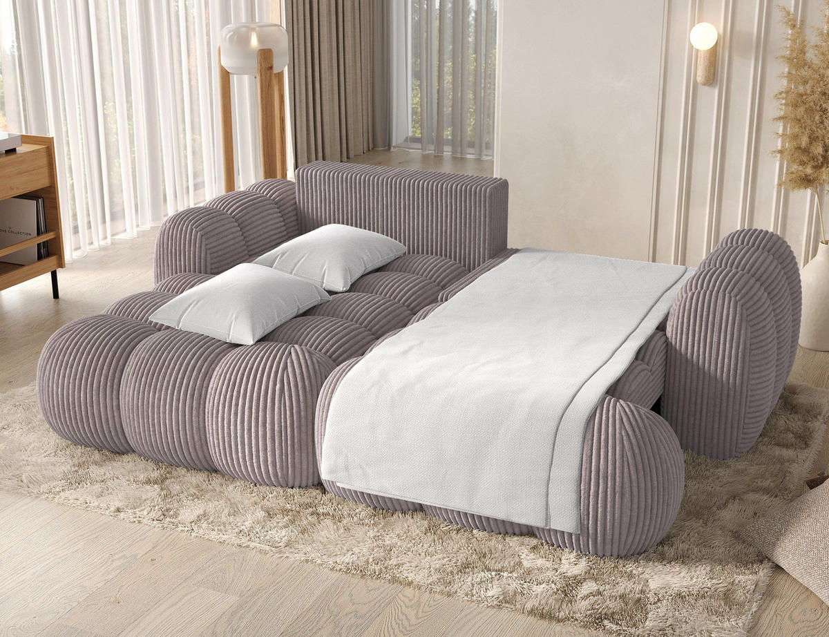 ECKSOFA COVELION L-Form – Schlaffunktion, Bettkasten, Wellenfederung, HR-Kaltschaum, inkl. Kissen, moderner Wohnkomfort - Hellgrau, Kunststoff (260/167cm) - Wohnideebilder