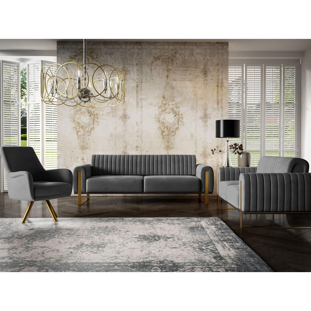 Thumbnail - Fun Möbel Sofaset, Anthrazit, Textil, 228x79x90 cm, Wohnzimmer, Sofas & Couches, Sitzgarnituren