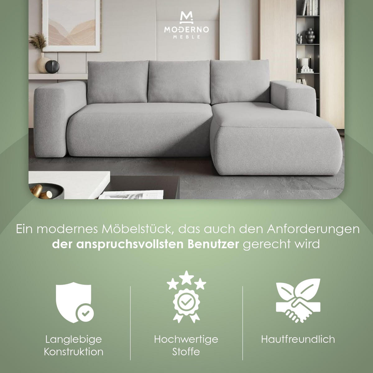 ECKSOFA LAMBI, Grau - Castel 82 - Grau, Textil (266/114cm) - Moderno Meble