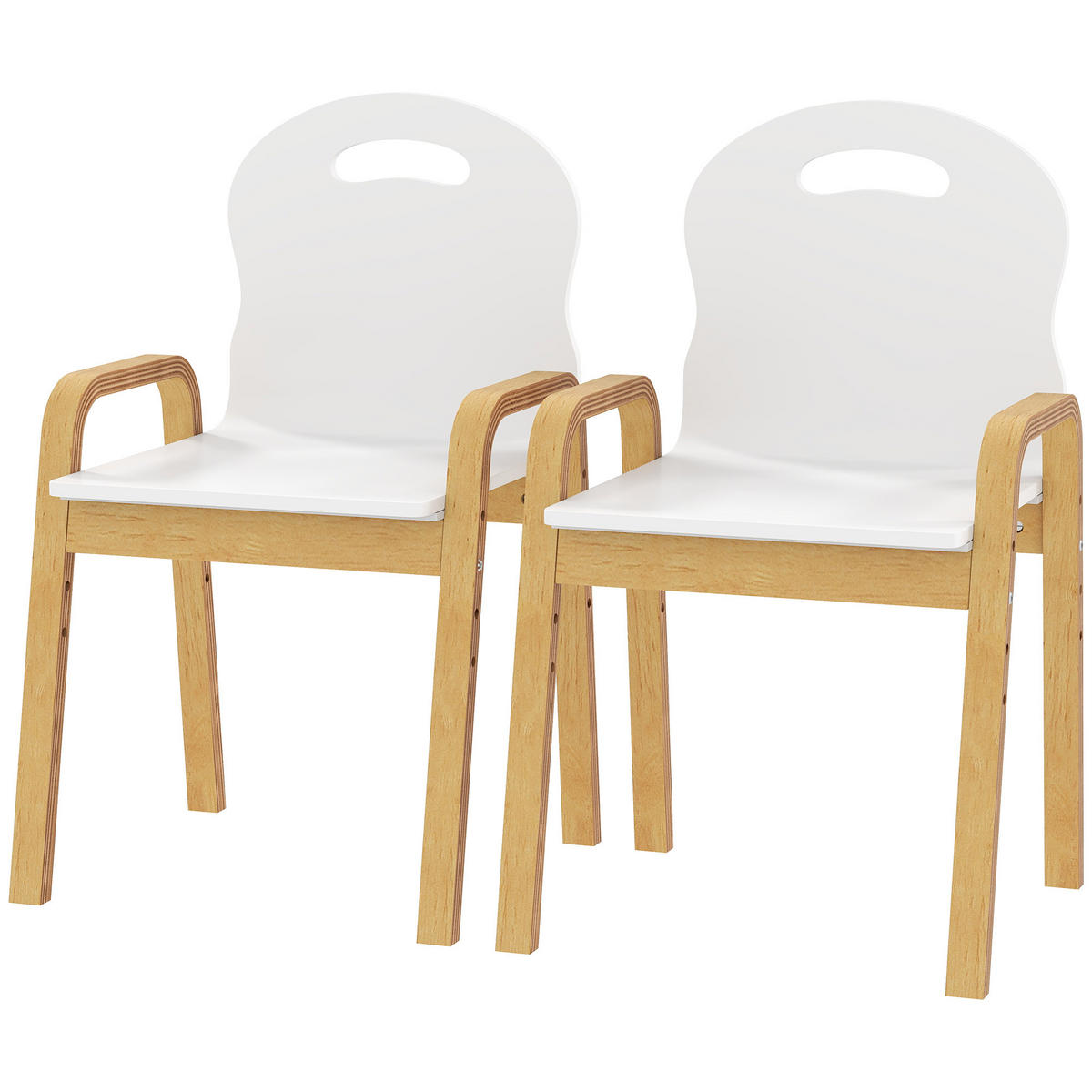 HOLZSTUHL-SET DE-10556 2 Stühle, höhenverstellbar Weiß - Weiß, Holzwerkstoff (34/61.5/39cm) - ComfortXL