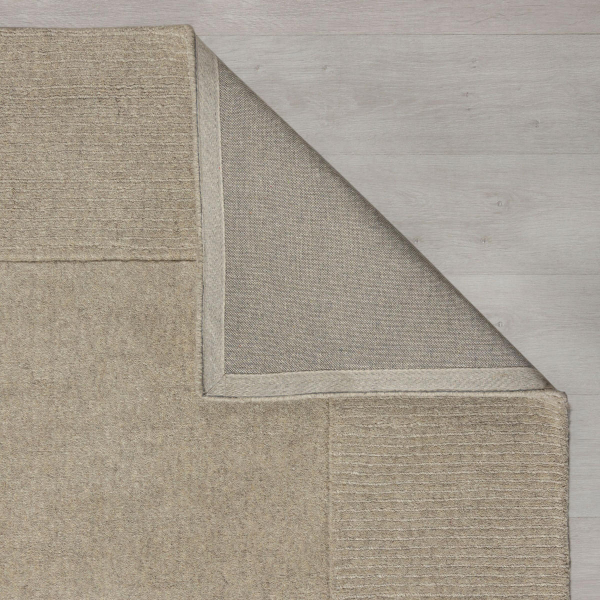 WOLLTEPPICH Uni-Design, mit Randdetails, handgewebt MOLE, Beige 120x170 cm - Beige, Textil (120/170cm) - KADIMA DESIGN