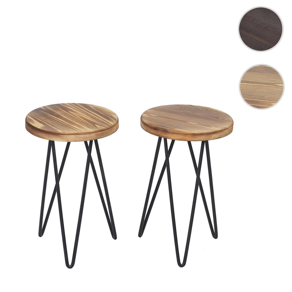 BEISTELLTISCH rund Braun, Schwarz 2er-Set - Schwarz/Braun, Holz (25/25/40cm) - MCW
