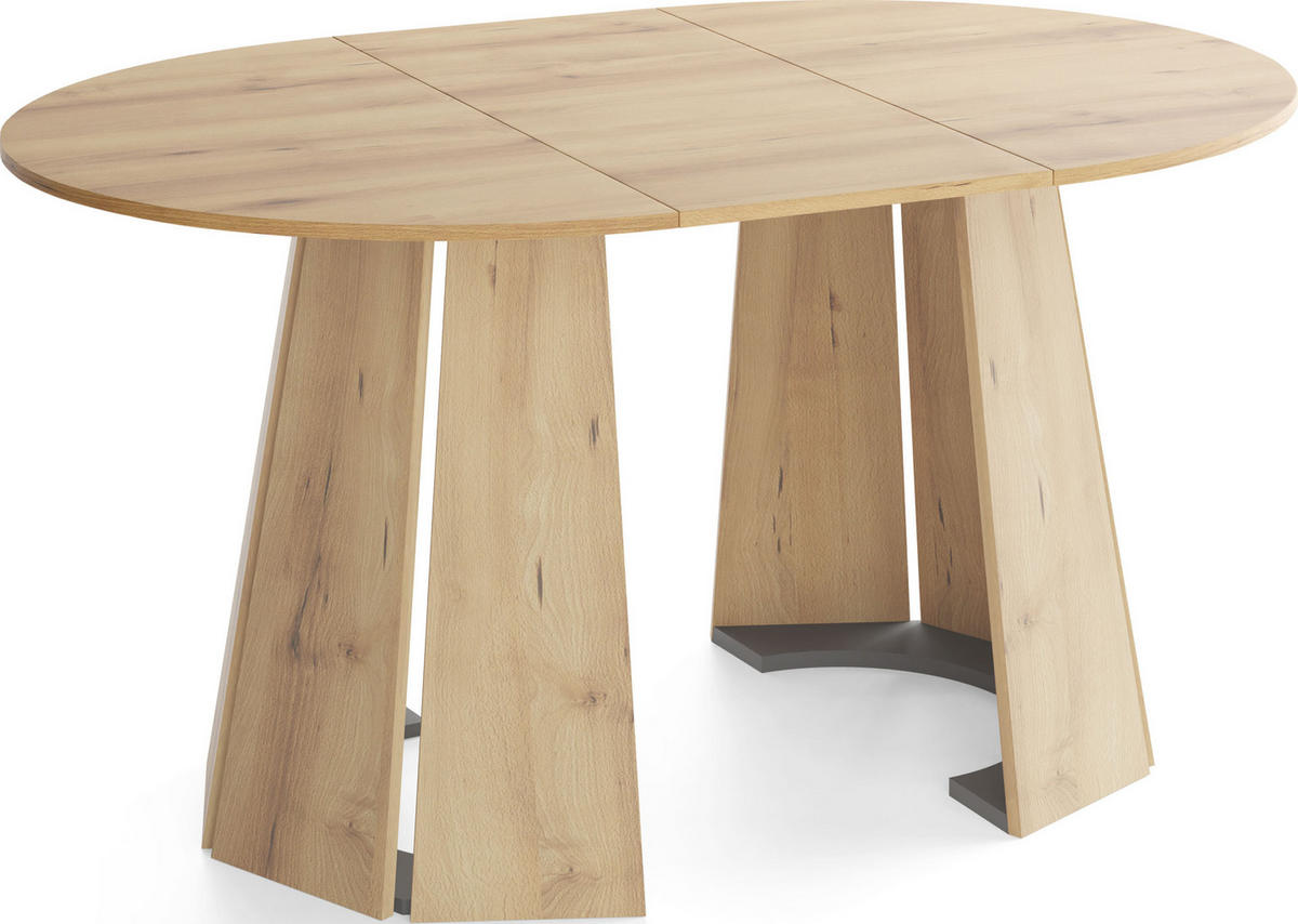 ESSTISCH Lunda rund ausziehbar verlängerbar, Buche Hellbraun 100-140/100/76 cm - Buchefarben/Schwarz, Holzwerkstoff (100/100/76cm) - WFL GROUP