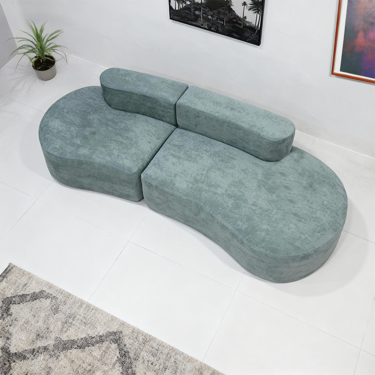 SOFA Lounge Salbei 2-Sitzer - Salbeigrün, Textil (240/75/102cm) - COCO Living