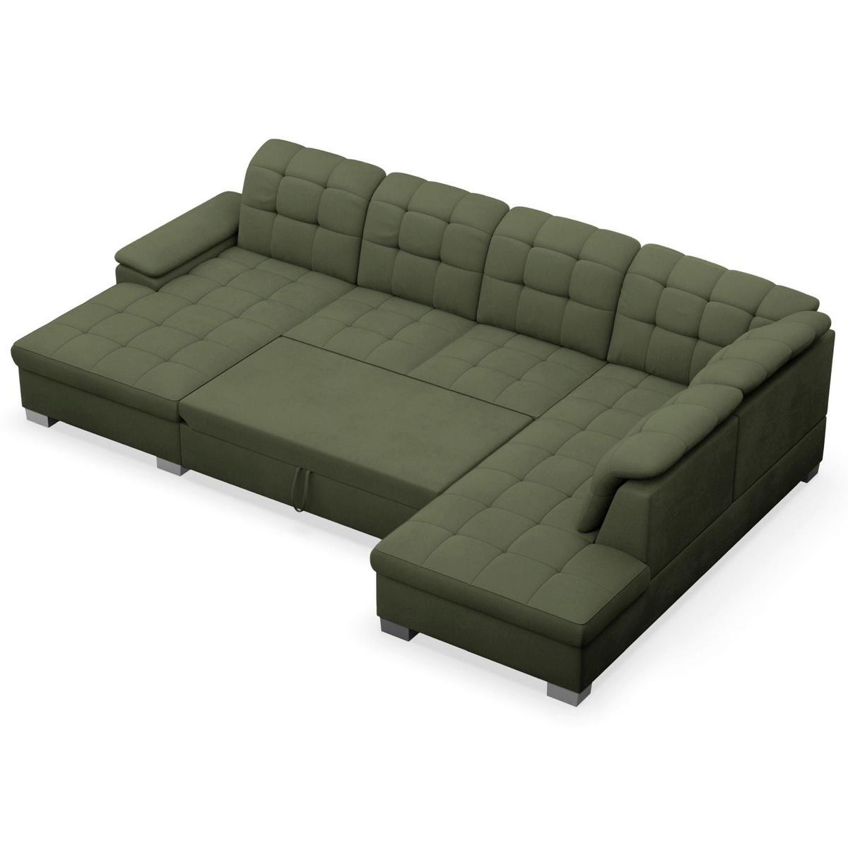 WOHNLANDSCHAFT Jamaal Khaki linksseitig - Schwarz/Grün, Textil (330/106/212cm) - Selsey