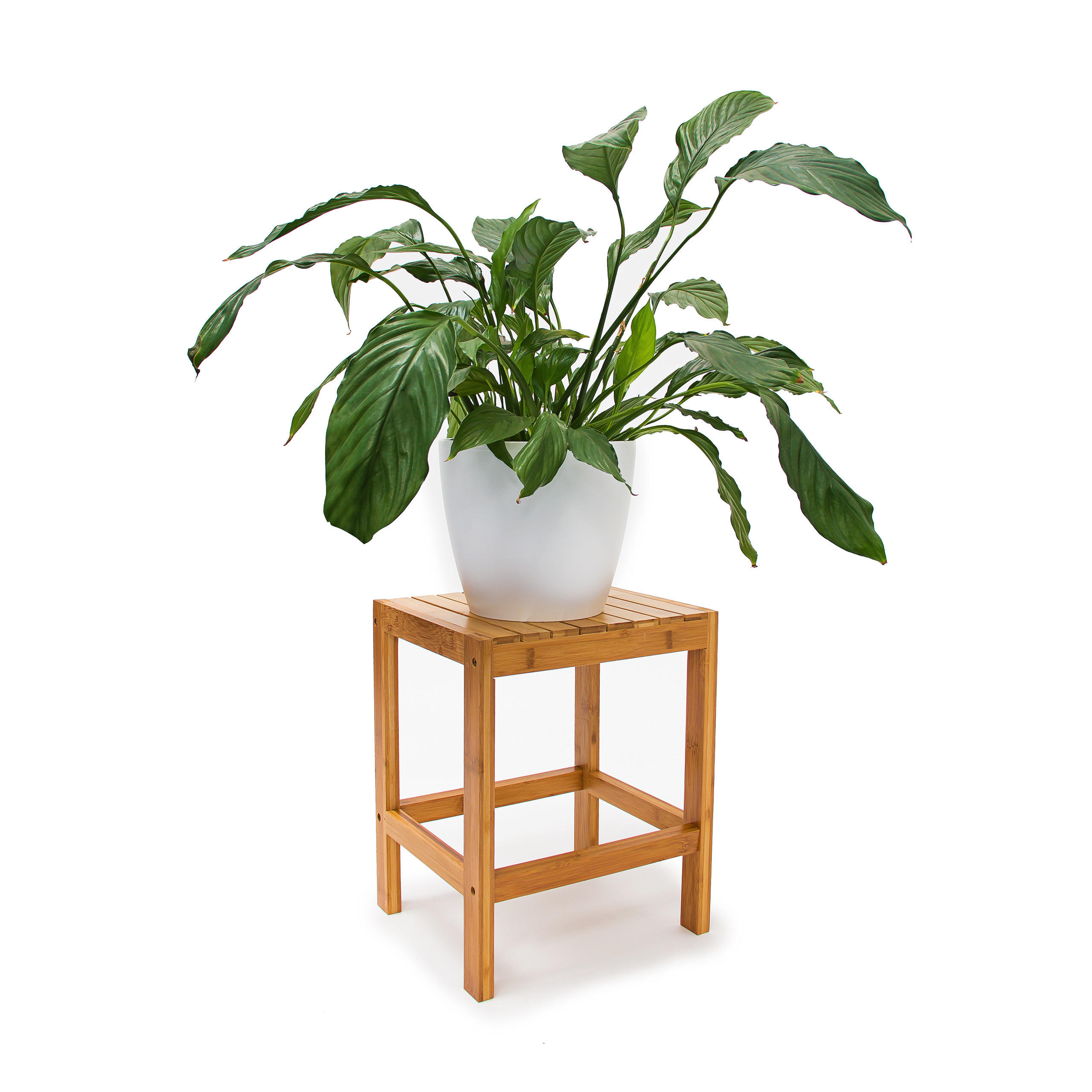 BLUMENHOCKER - Hellbraun, Holz (32/28/40cm) - Relaxdays