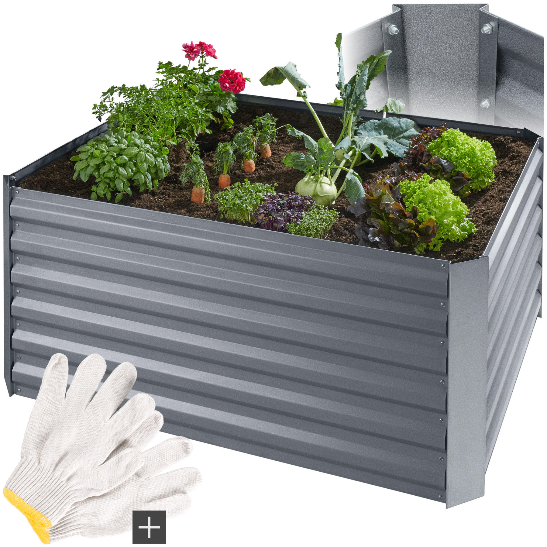 HOCHBEET Salvia,120 x 90 x 57 cm,silber - Silberfarben, Metall (90/57/120cm) - tectake