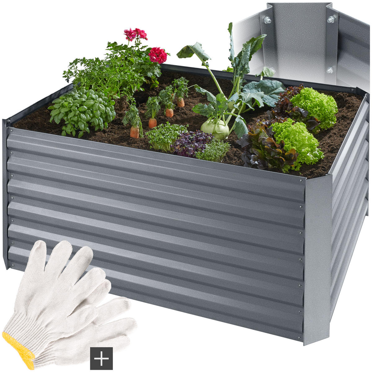 HOCHBEET Salvia,120 x 90 x 57 cm,silber - Silberfarben, Metall (90/57/120cm) - tectake