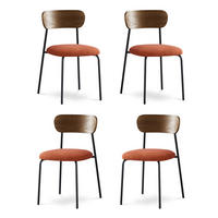 STÜHLE 4er-Set skandinavisch aus terrakottafarbenem Cord und Eschenfurnier mit schwarzen Metallbeinen - OLIVIA - Terracotta/Schwarz, Textil/Metall (46/81/50.5cm) - Sicaan