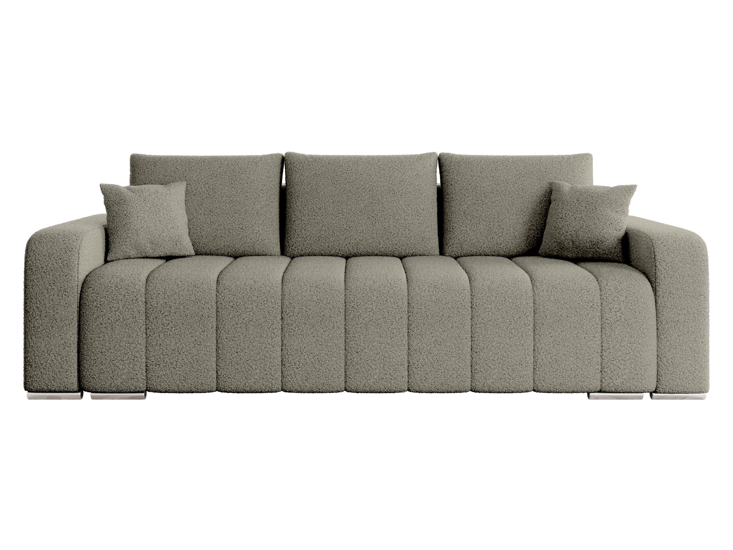 SCHLAFSOFA Pufetto Boucle - Greige/Silberfarben, Holz/Textil (244/86/90cm) - MIRJAN24