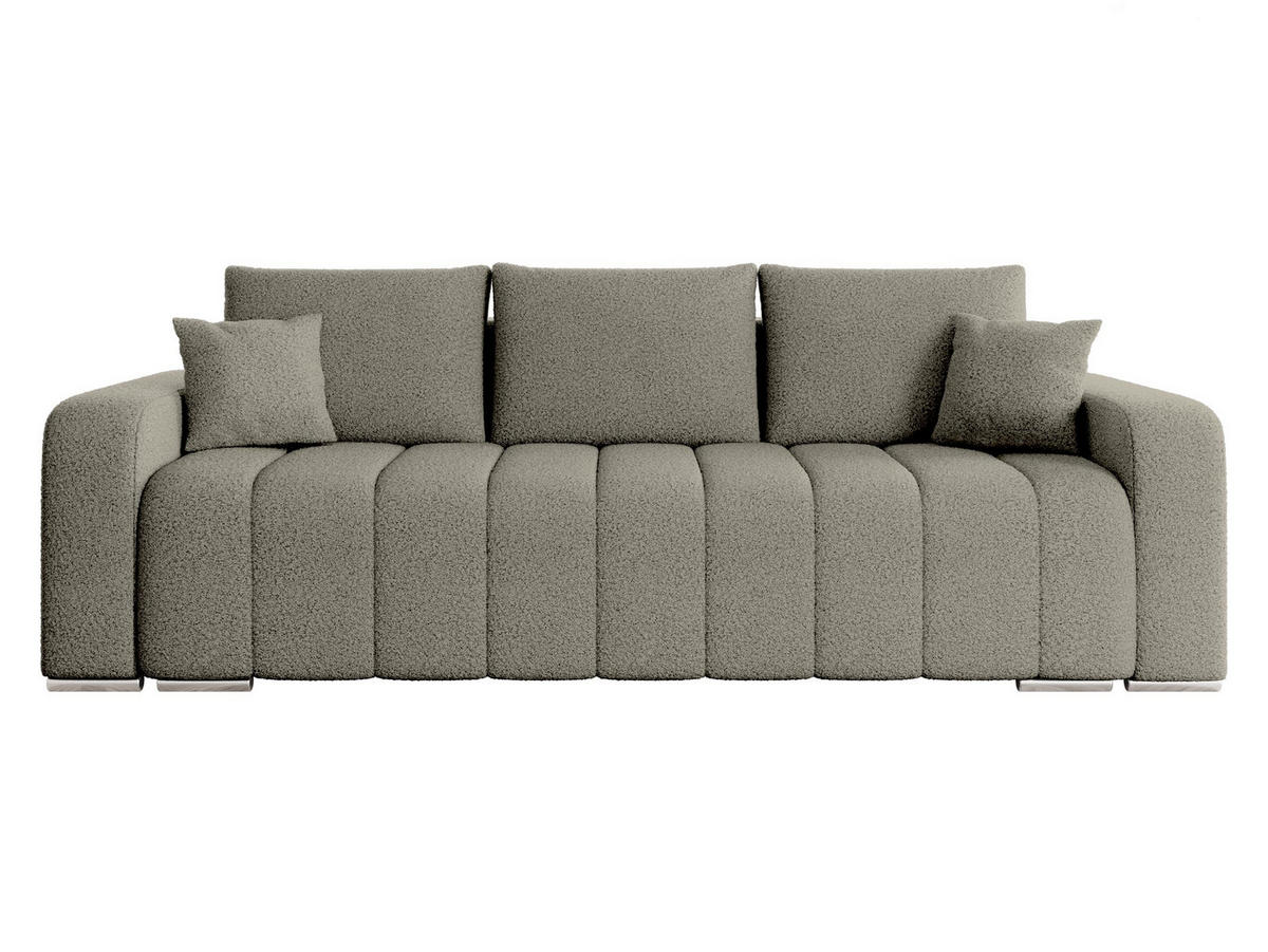 SCHLAFSOFA Pufetto Boucle - Greige/Silberfarben, Holz/Textil (244/86/90cm) - MIRJAN24
