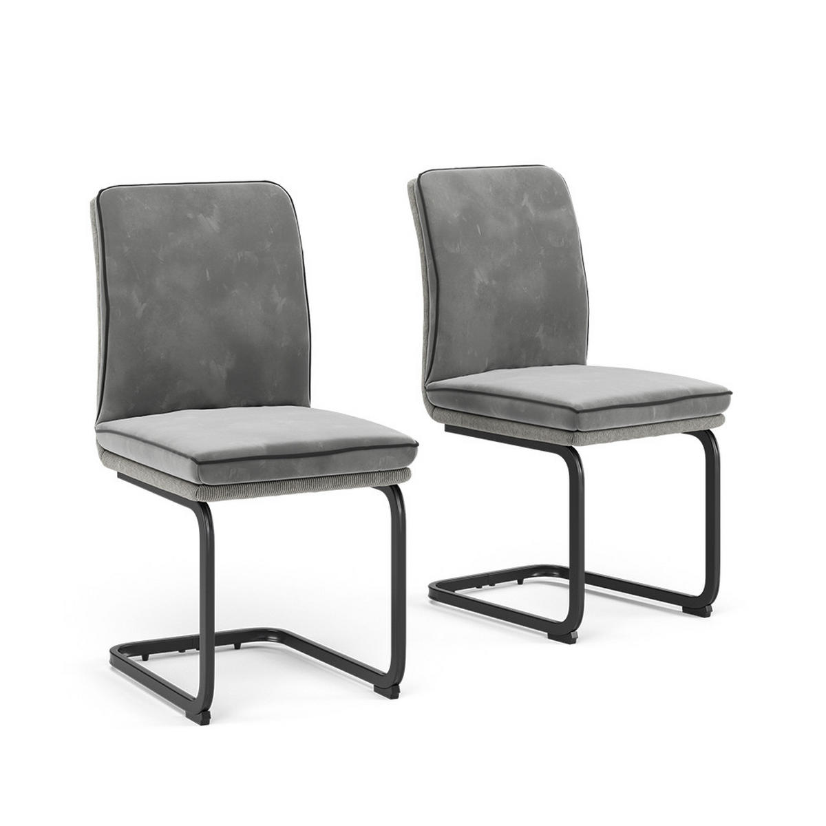 FREISCHWINGER Eleganza Grau 2er Set - Hellgrau, Textil (49/95.5/63.5cm) - Vicco