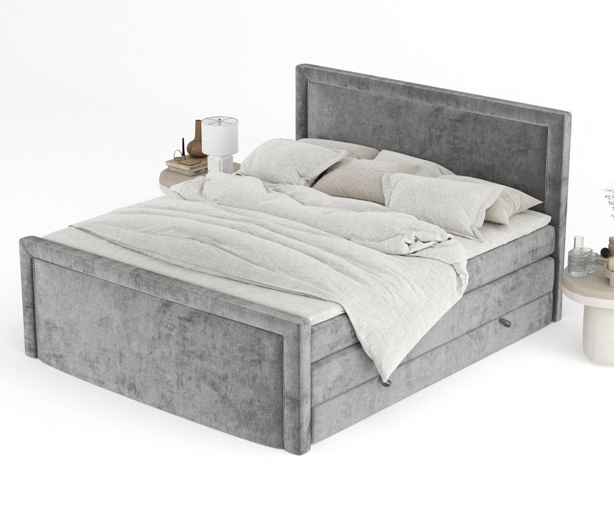BOXSPRINGBETT Lavenda Grau 140/200 cm - Schwarz/Grau, Holz/Holzwerkstoff (140/200cm) - Maison de Reve