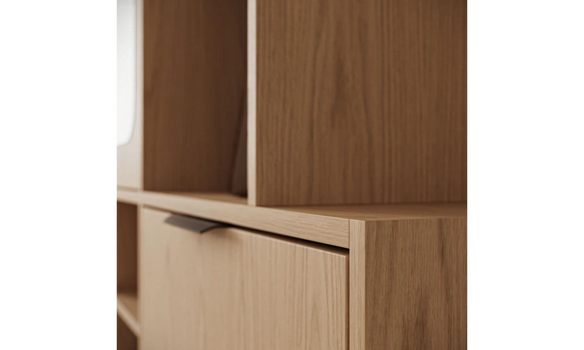 GARDEROBE NOLA 100/33,1/188,5 cm Eiche Bookmatch mit Spiegel und Schuhschrank - Eichefarben, Holzwerkstoff/Metall (100/188.5/33.1cm) - Lookway