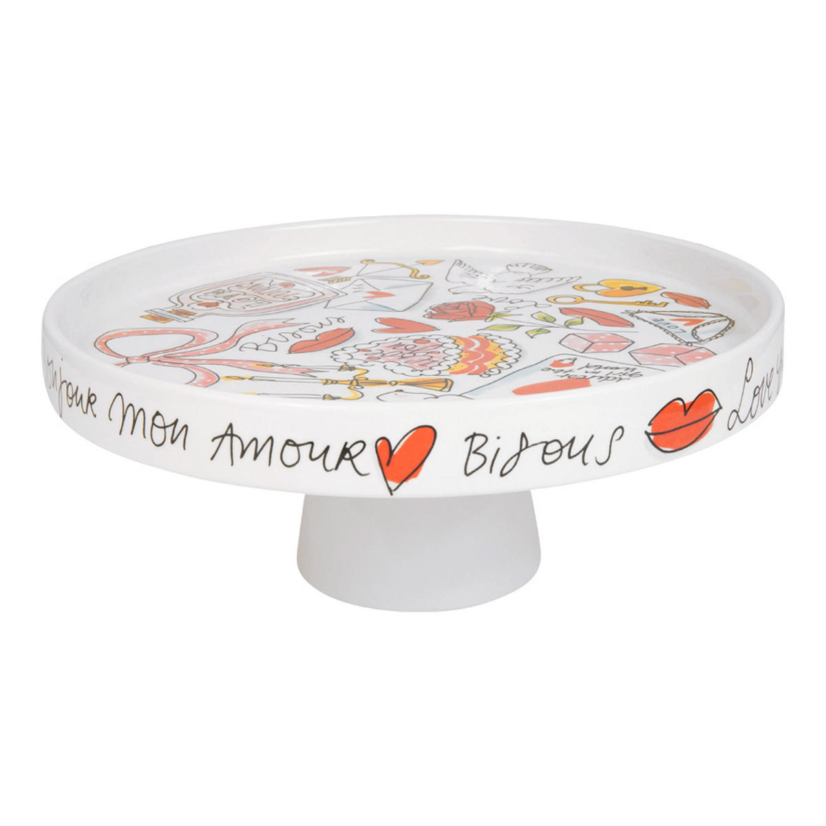 TORTENPLATTE Valentinstag L'amour in Bunt - 24cm - Multicolor, Keramik (24/10/24cm) - Blond Amsterdam