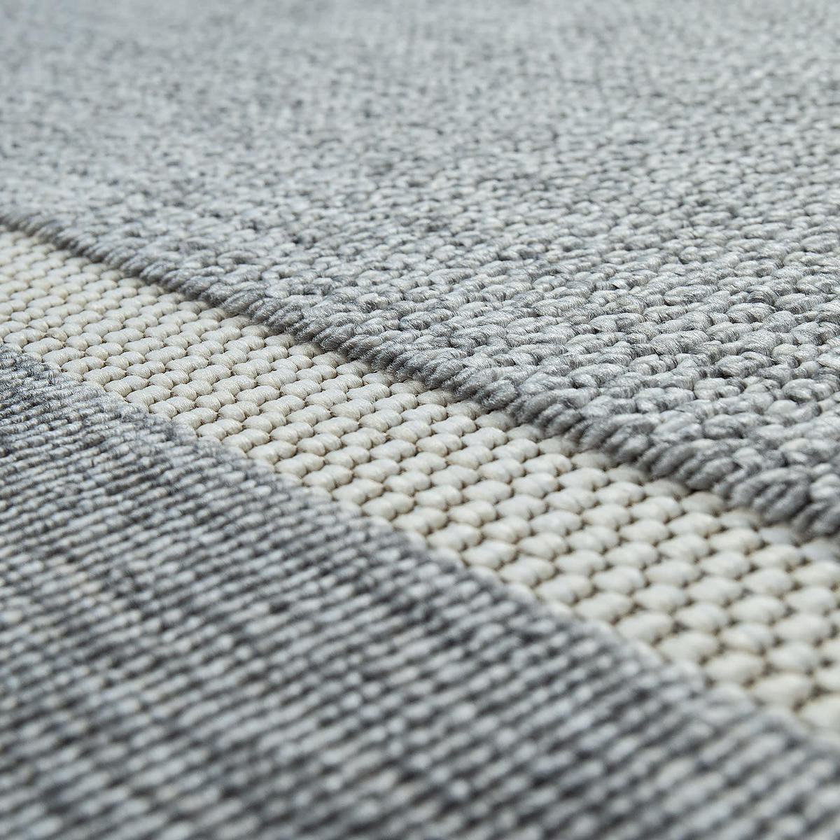 TEPPICH Outdoor Unifarben Bordüre Balkon, Terrasse schmutzabweisend Grau Rechteckig 120x170 - Grau, Textil (120/170cm) - KADIMA DESIGN
