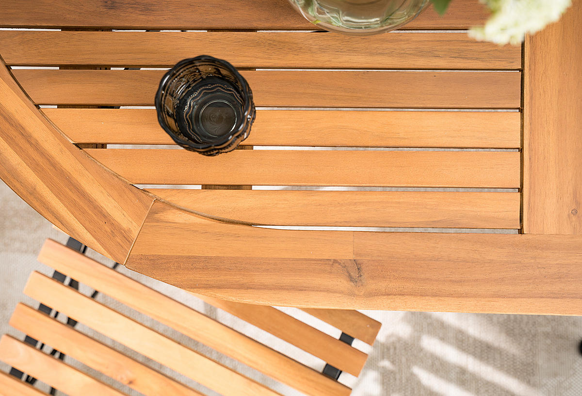 GARTENTISCH OVAL - Akazie massiv / Stahl - Braun / Schwarz - Schwarz/Braun, Holz/Metall (90/140/75cm) - home24