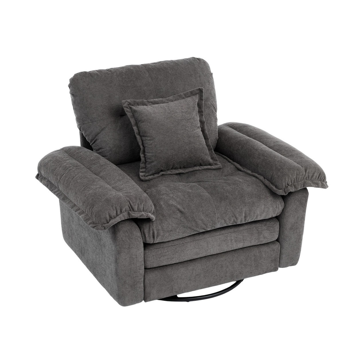 SESSEL mit 360°-Drehfunktion Oversized Chenille Grau - Grau, Metall (84/96/116cm) - Meubliv
