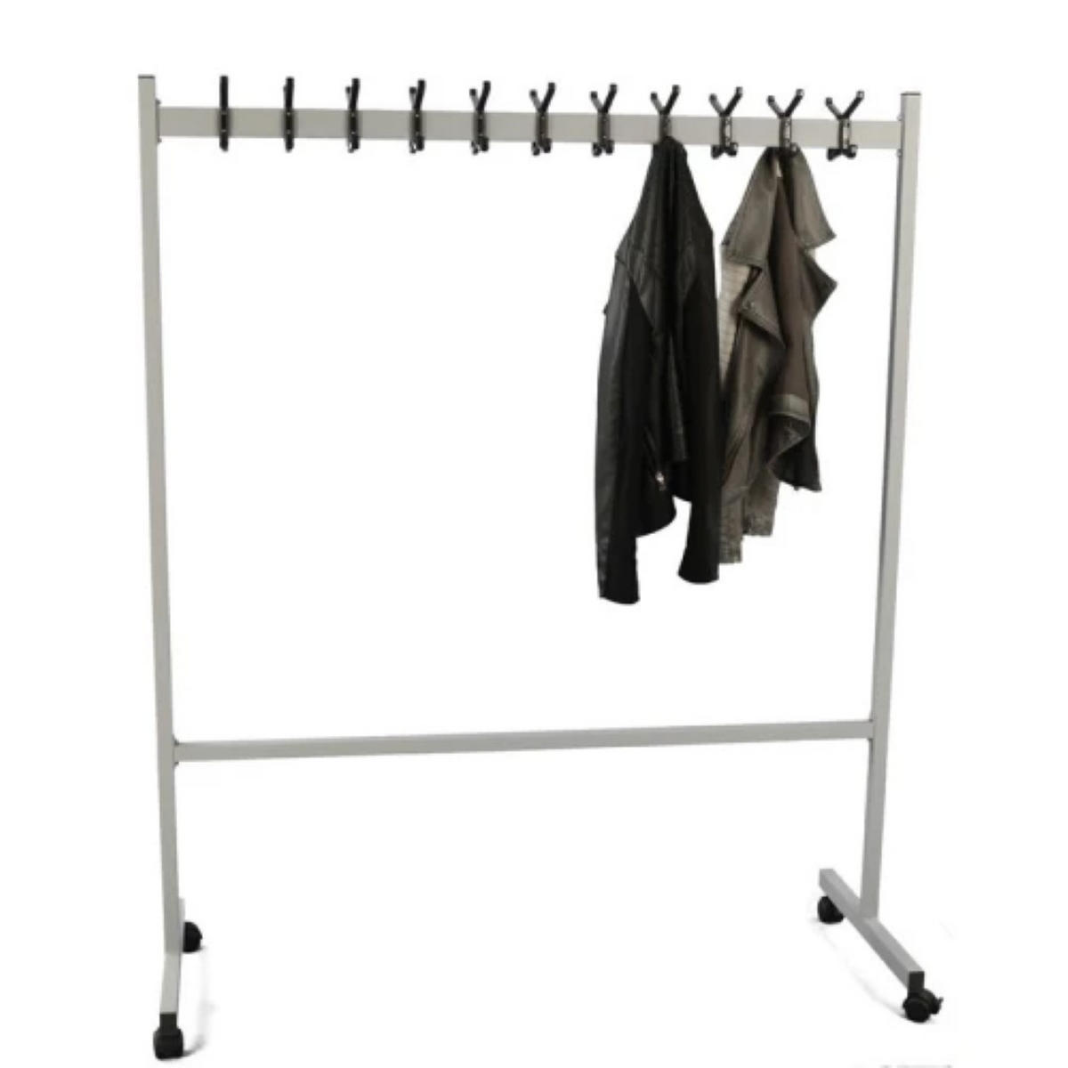 GARDEROBE Mit 2x11 Haken Doppelseitig Auf Rollen Kunststoff Silber - Silberfarben, Metall (140/170/55cm) - PROREGAL