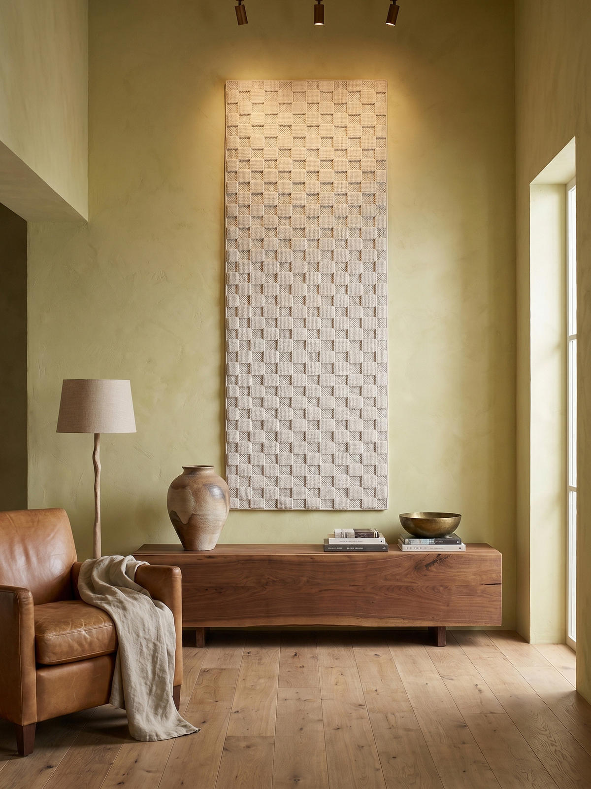 TEPPICH Flachgewebe LANGAU in Creme, mit Schachbrettmuster, 80 x 250 cm - Creme, Textil (80/250cm) - KADIMA DESIGN