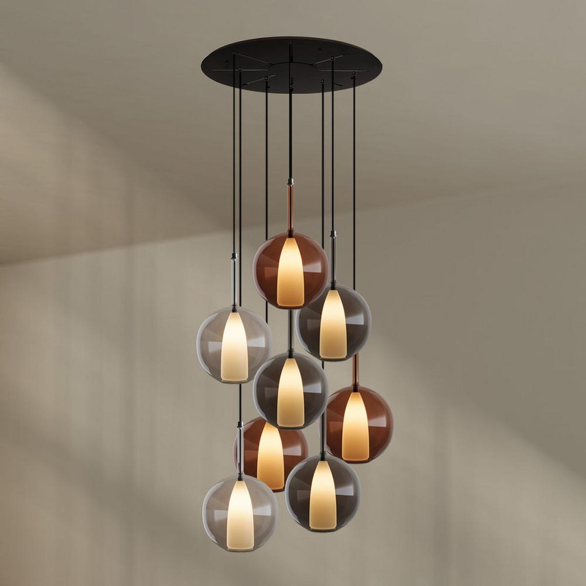 GALERIELEUCHTE Belluna 8-flammig Klar Ø 24cm - Klar, Glas (24/24/45cm) - s.luce