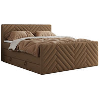 BOXSPRINGBETT PARIS KING DUO - 200/200 - Braun Kunstleder - H4 - Braun, Holz/Textil (200/200cm) - MKS
