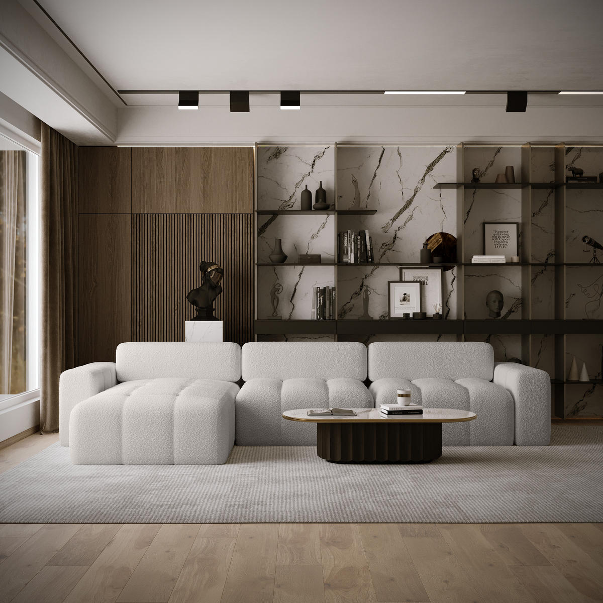 ECKSOFA RIFU SO 300x140 cm, Silber - Grau, Textil (346/185cm) - Fedve