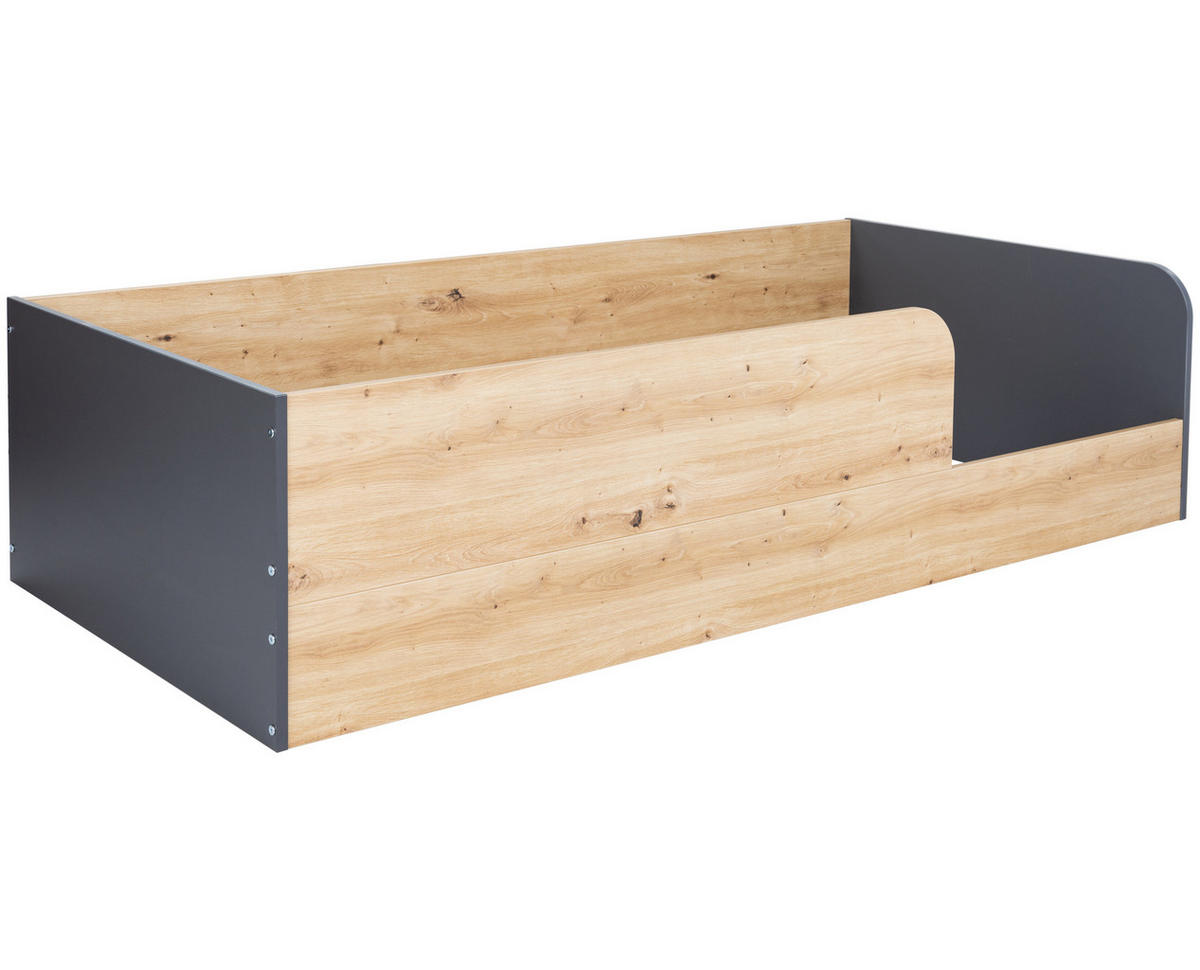 BODENBETT Alessio 90 x 200 cm - Anthrazit/Eiche Artisan, Holzwerkstoff (90/200cm) - arthur berndt