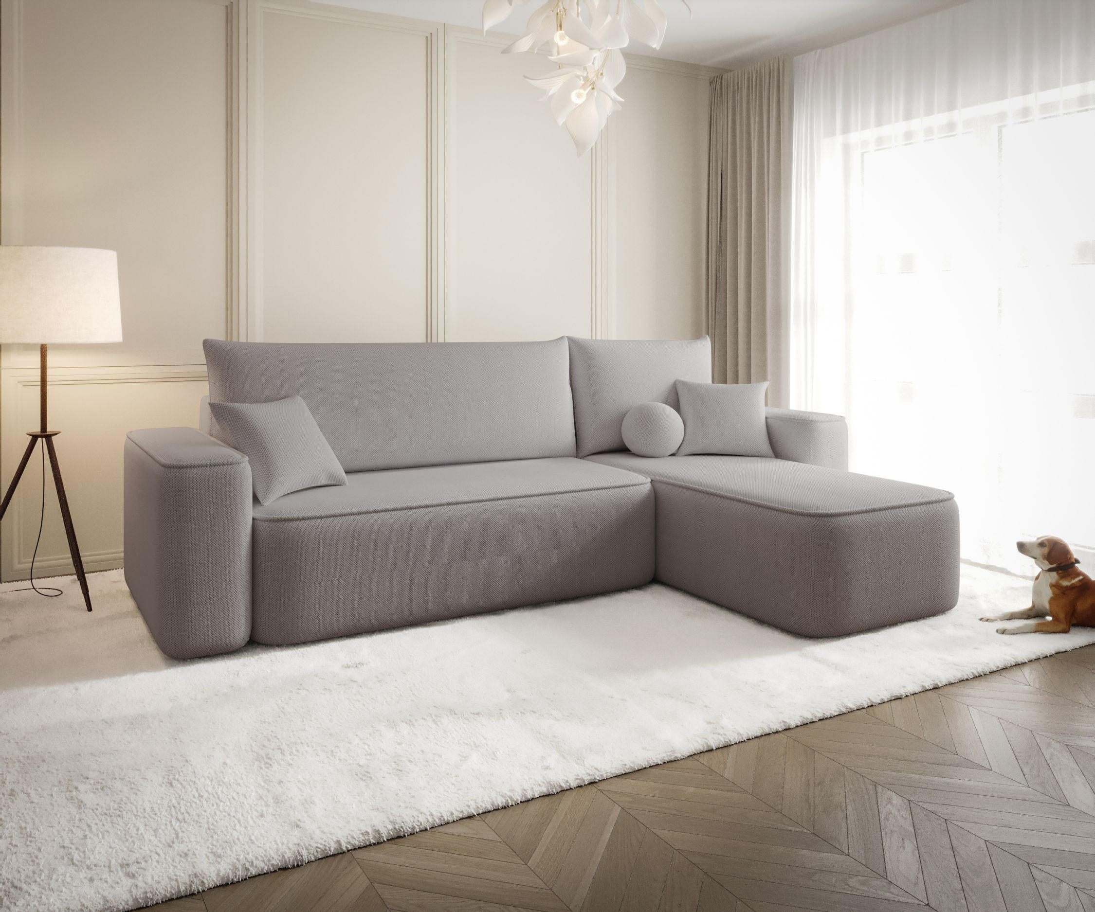 ECKSOFA mit Schlaffunktion SENNO Curio 83 Rechts - Grau, Textil (150/250cm) - Bedante