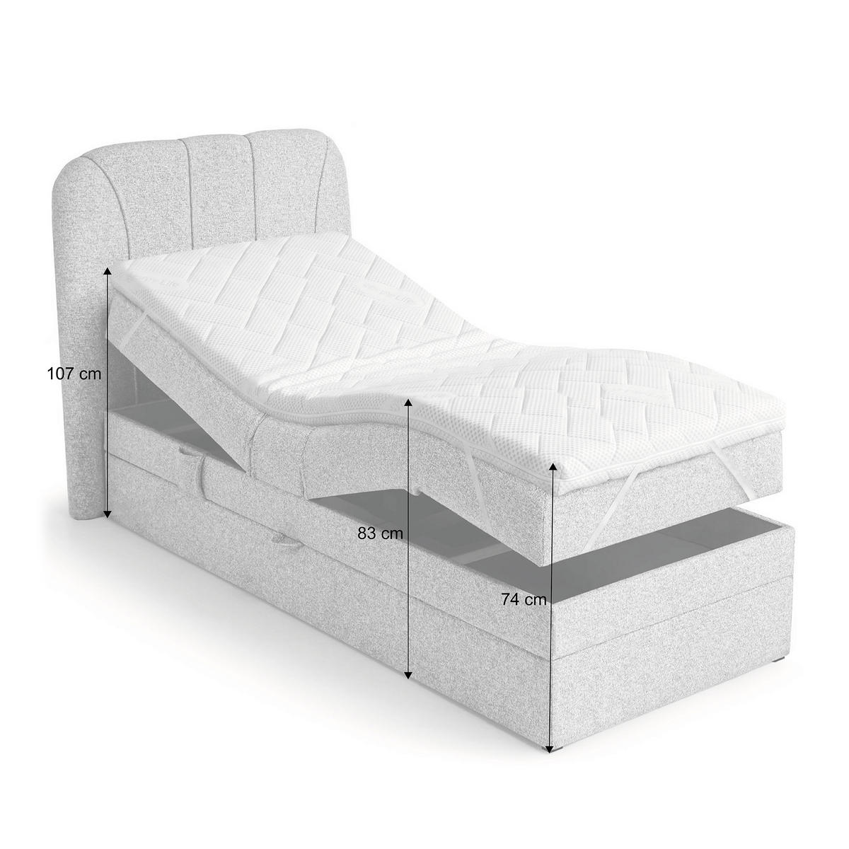 BOXSPRINGOVÁ POSTEL Romeo, jednolůžko s elektrickým polohováním matrace, 90x200 cm, béžová - béžová, textil (90/200cm) - Beautysofa