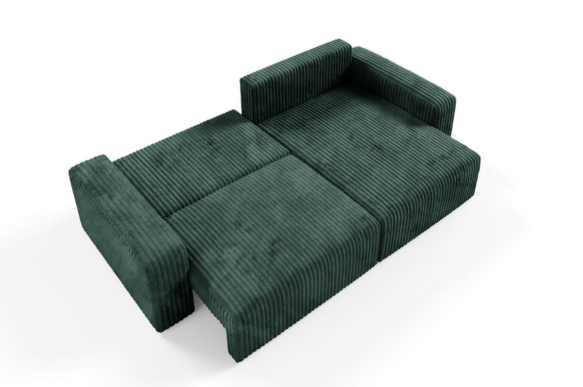 ECKSOFA mit Schlaffunktion Cord Grün - Grün, Textil (244/149cm) - Furnisell