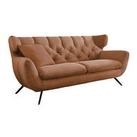 SOFA CHARME Braun Cord - Dunkelbraun/Schwarz, Textil/Metall (175/94/95cm) - KAWOLA