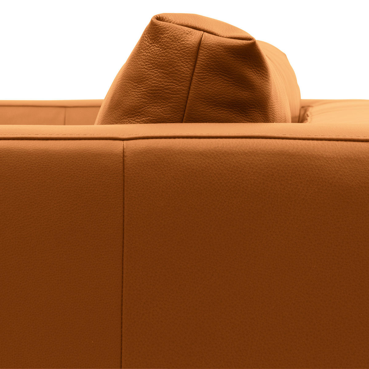 ECKSOFA mit Ottomane - Chromfarben/Cognac, Leder/Metall (319/230cm) - home24