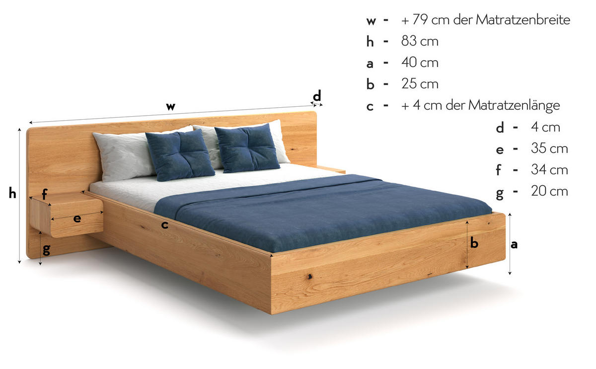 MASSIVHOLZBETT Wide aus Eiche 160x200 cm - Eichefarben/Braun, Holz (160/200cm) - Danzz