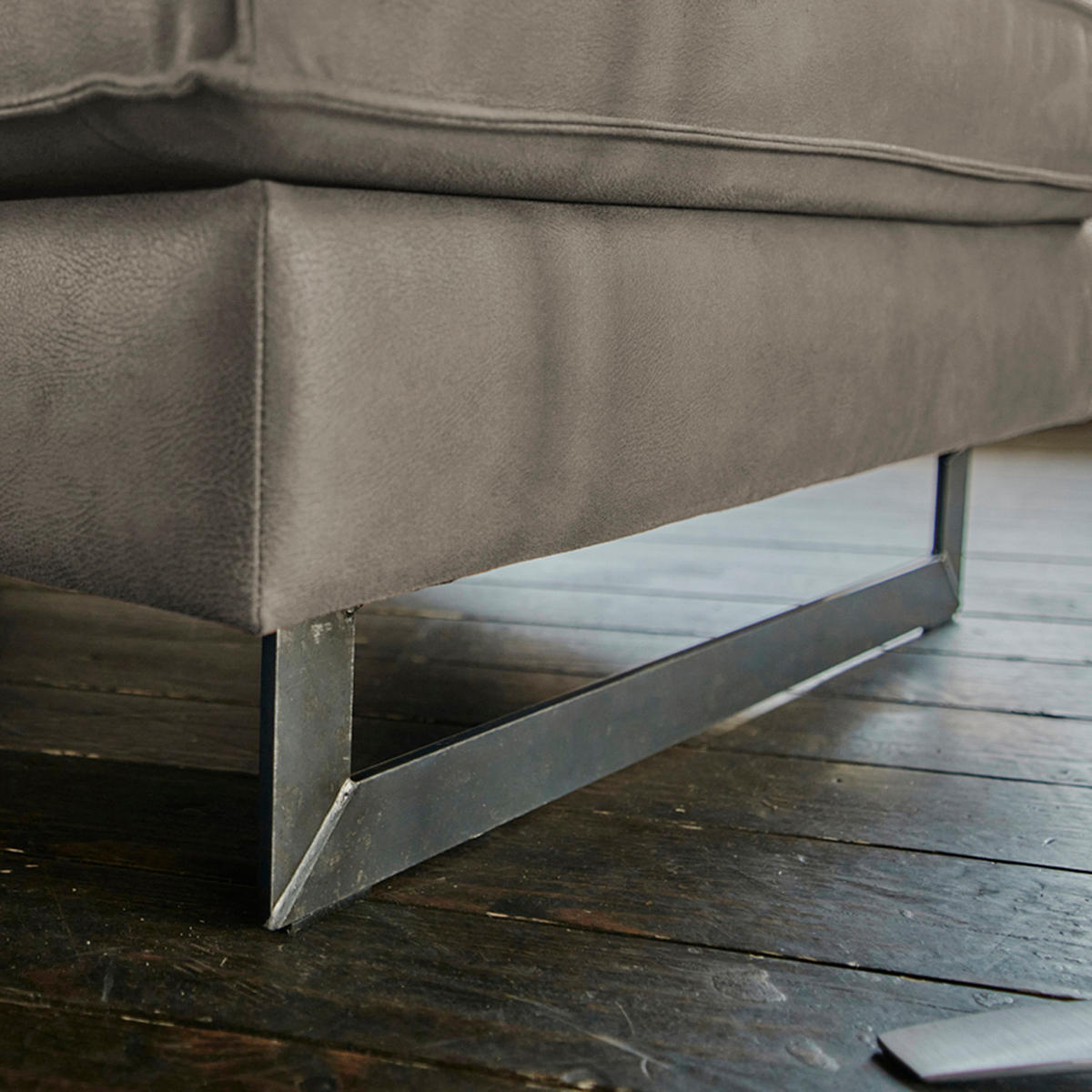 SOFA VILNIUS Anthrazit Kunstleder - Anthrazit/Schwarz, Textil (206/85/99cm) - KAWOLA