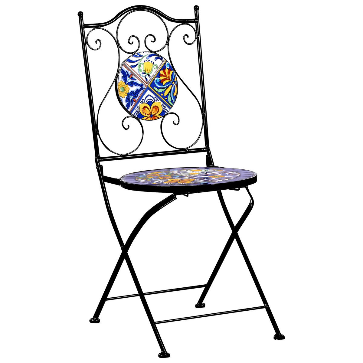 BISTRO-SET Schwarz Coriano - Blau/Schwarz, Metall - Beliani