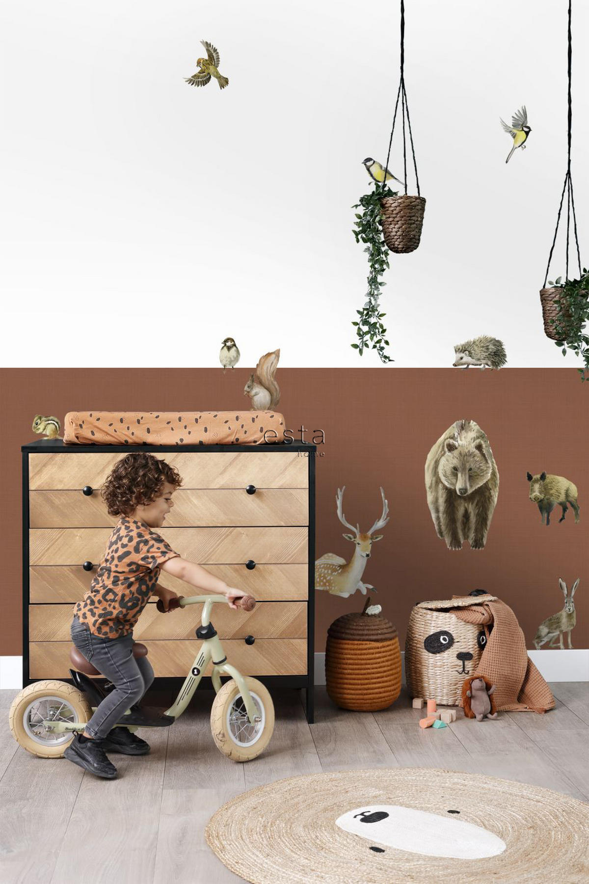 WANDTATTOO Waldtiere 47.5 x 66 cm - Braun, Papier (47.5/66/66cm) - ESTAhome