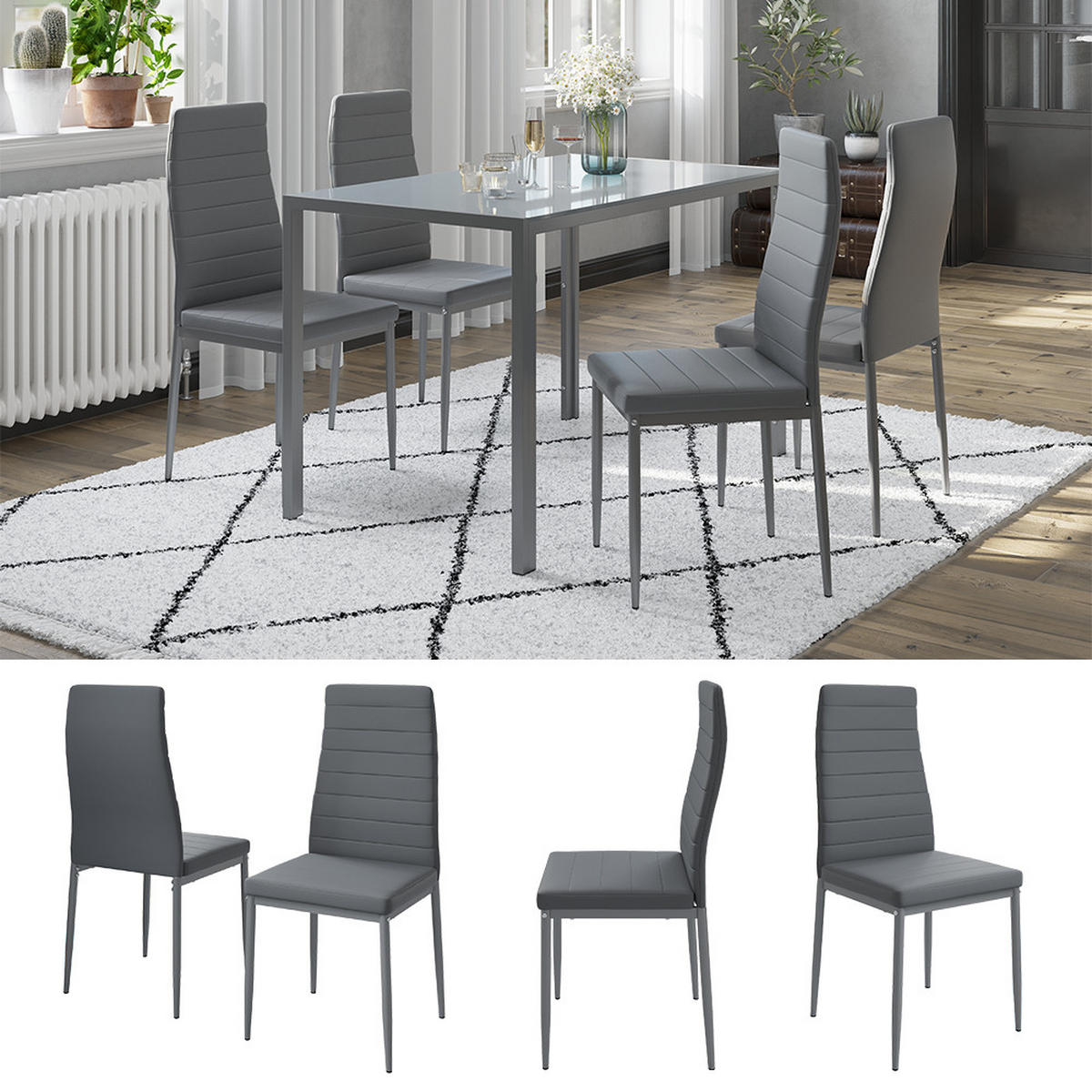 ESSZIMMERSTUHL Grand Grau 42.5 x 48 cm 4er Set - Grau, Kunststoff (42.5/96/48cm) - Vicco