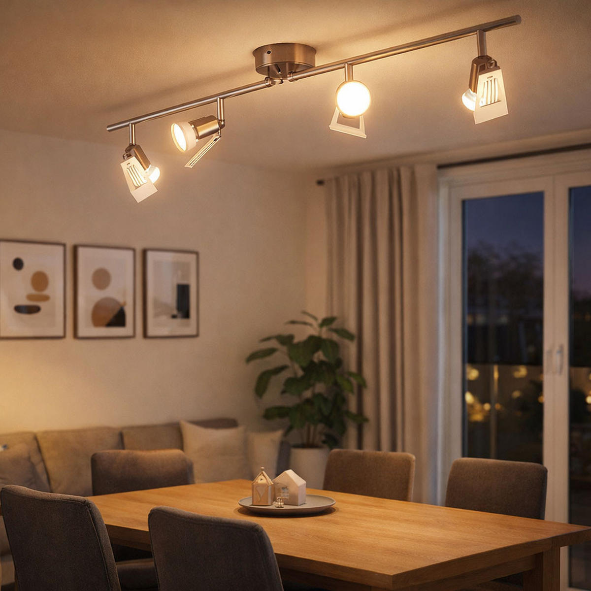 LED DECKENSPOt Nickel Silber - Silberfarben, Glas (71/14/14cm) - Globo Lighting