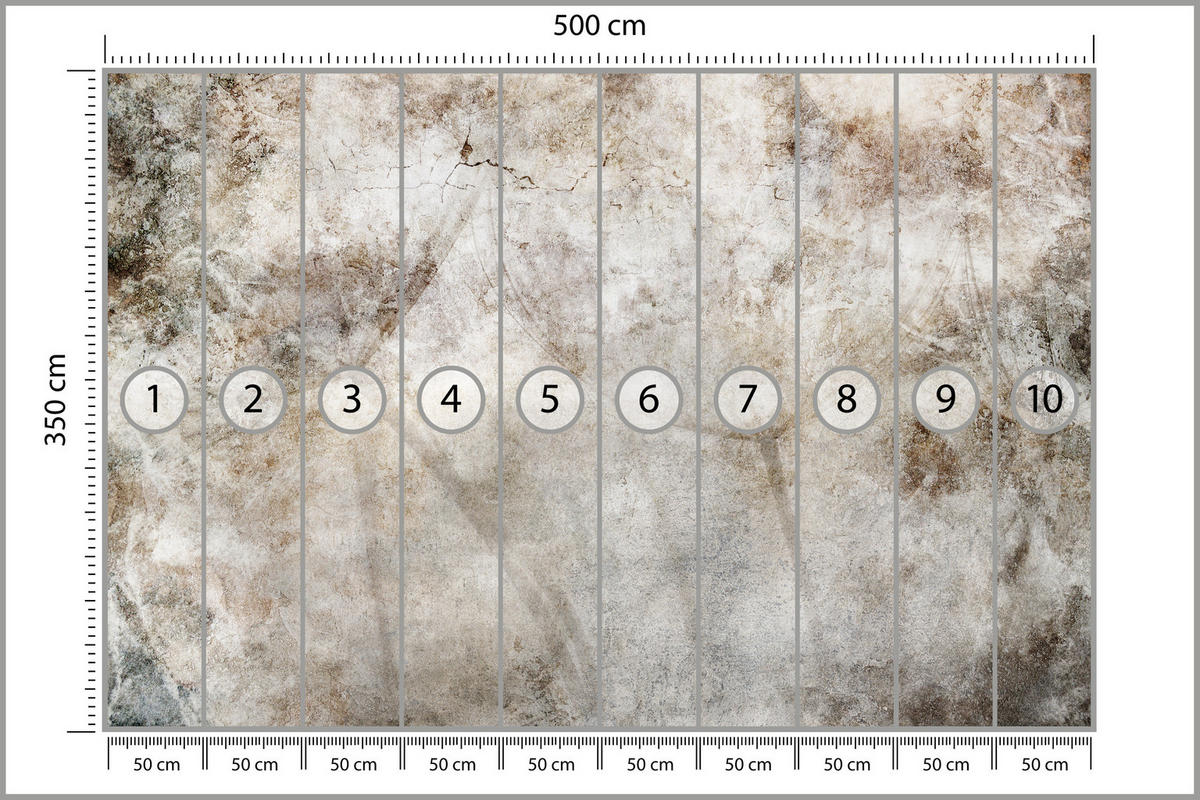 FOTOTAPETE für Schlafzimmer Abstraktion Löwenzahnsamen Beton Retro Beige 500x350 - Beige/Braun, Papier (500/350cm) - Muralo