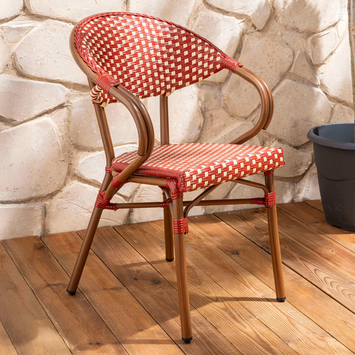 GARTENSTUHL, Rot - Rot, Metall (60/82/57cm) - Oviala