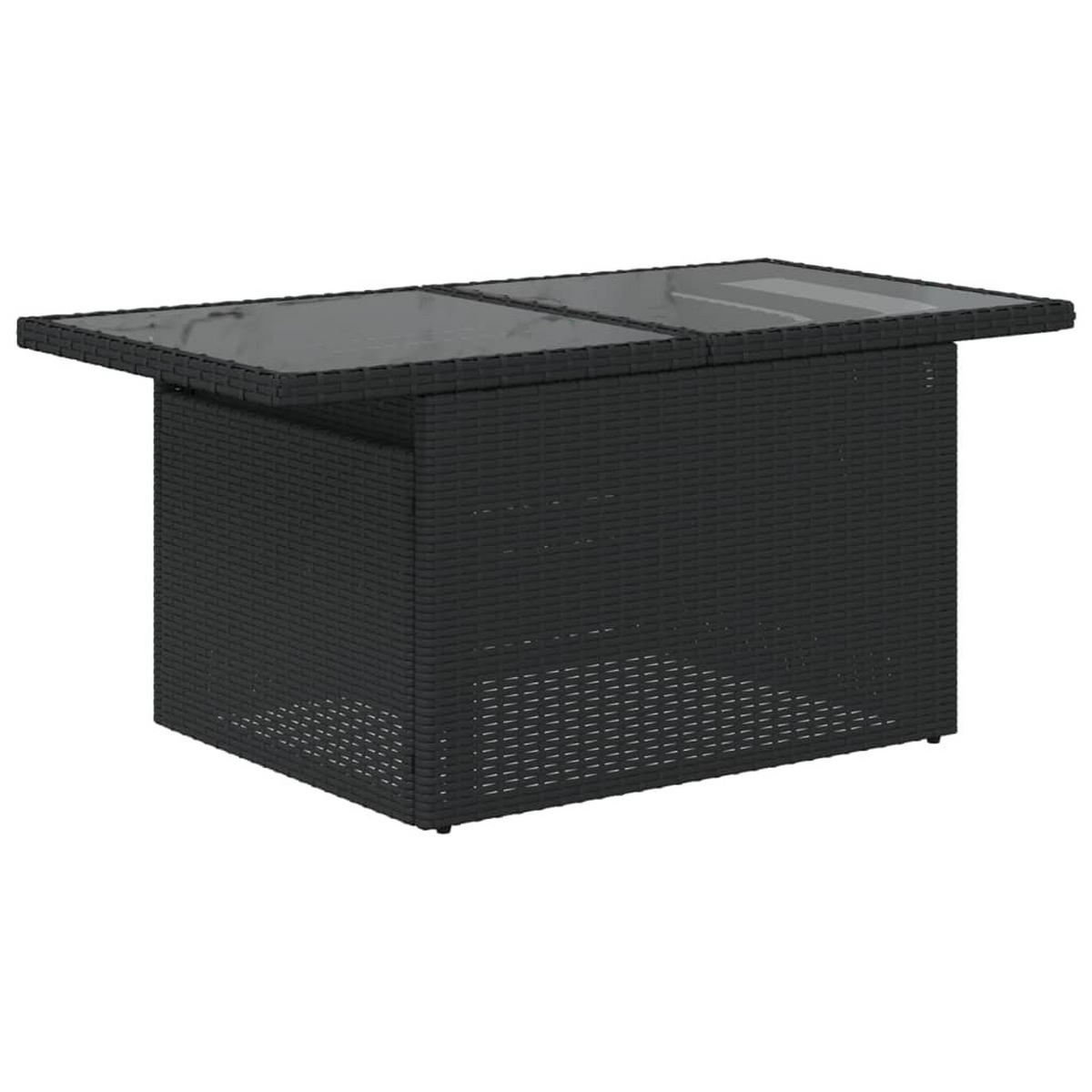 GARTENTISCH mit höhenverstellbare Glasplatte, 100/55/73 cm, aus Poly Rattan, Schwarz - Schwarz, Kunststoff (100/55/73cm) - vidaXL