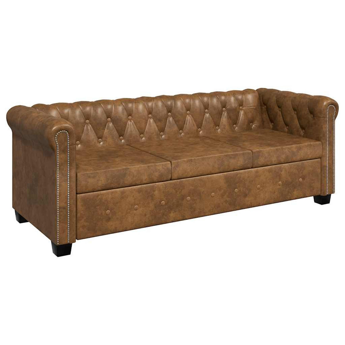 CHESTERFIELD-SOFA -Sitzer Und 3-Sitzer Braun - Braun, Leder (145.5/70/76cm) - vidaXL