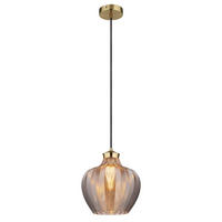 PENDELLEUCHTE Metall Gold Glas rauchfarben - Goldfarben, Glas (25/25/120cm) - Globo Lighting