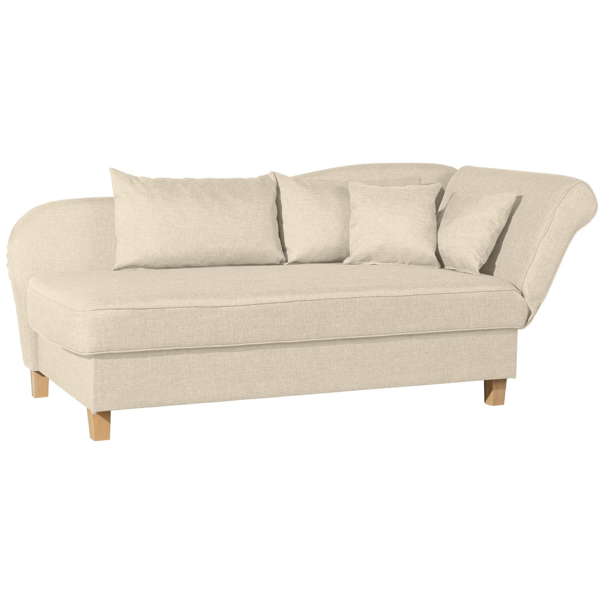 RECAMIERE mit Armteil rechts klappbar Katia Bezug Flachgewebe Buche natur / beige - Beige, Kunststoff (190/82/88cm) - 58aufmkessel