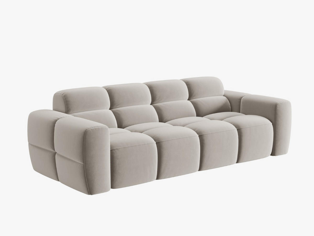 SOFA Lisa aus Samt leichtes beige 4 Sitzplätze - Creme, Textil (256/77/101cm) - Micadoni