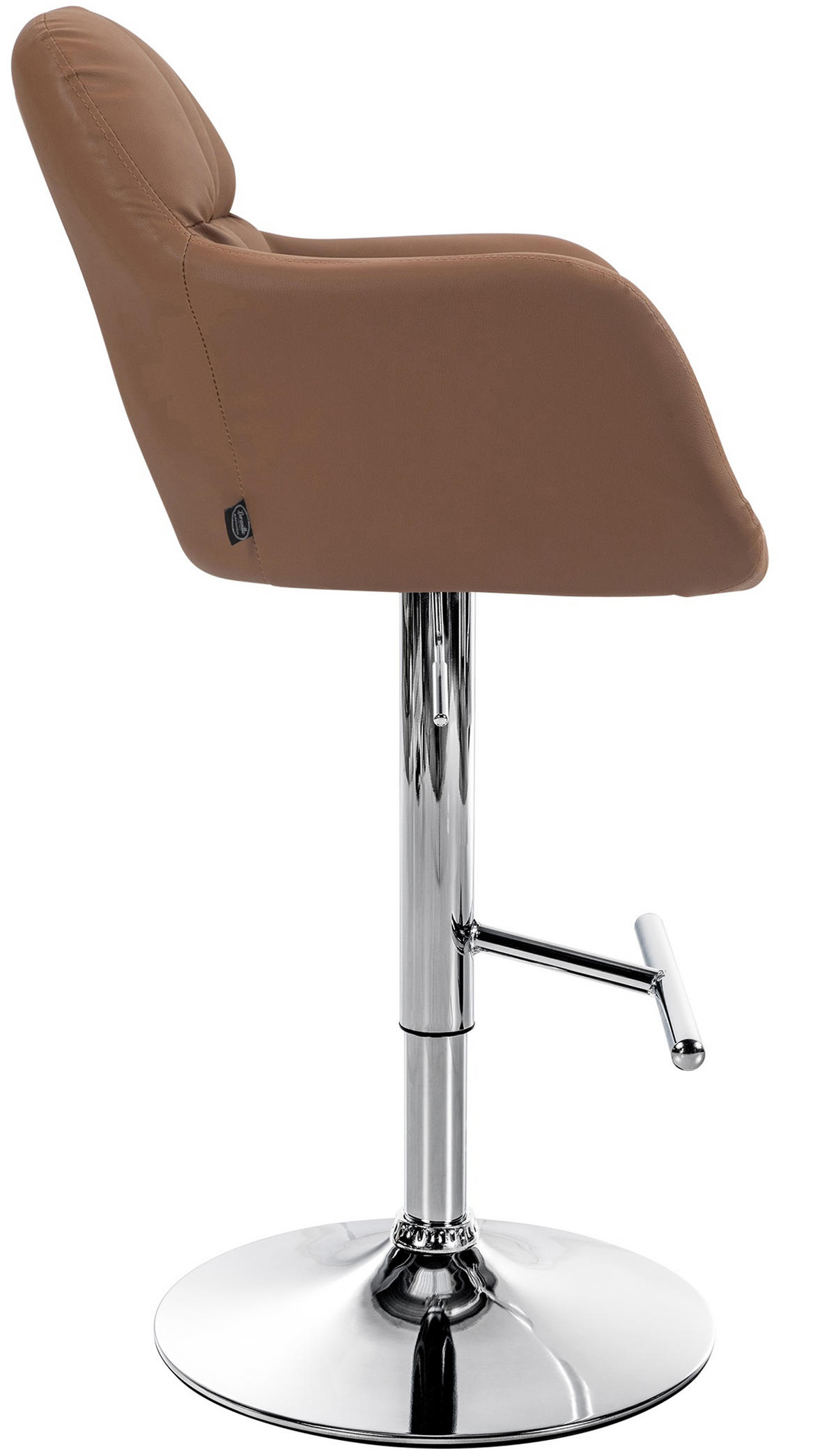 BARHOCKER Nardo Kunstleder chrom hellbraun - Chromfarben/Braun, Kunststoff/Metall (57/118/59cm) - TPFLiving