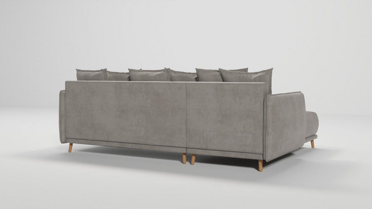 ECKSOFA Chroma Dunkelbeige Luxusmicrofaser - Beige/Braun, Holz/Textil (238/170cm) - S-Style Möbel