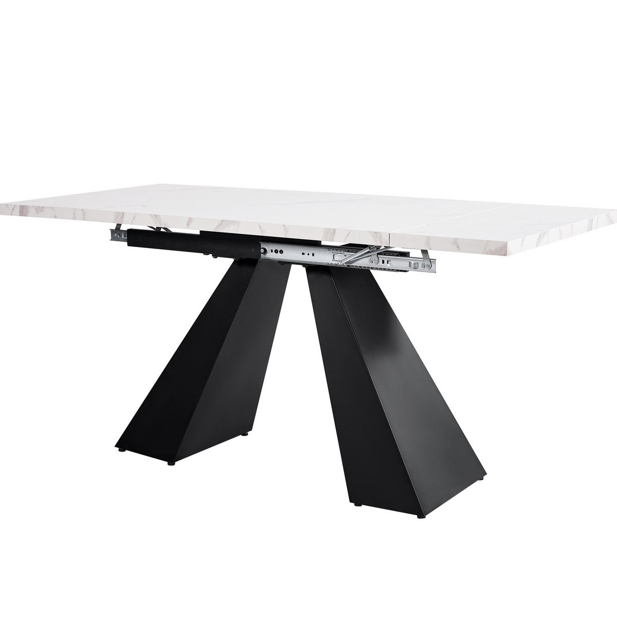 JEDÁLENSKÝ stôl 99-159/74 cm biela/čierna MDF a kov, rozkladací - biela, kompozitné drevo (159/74/77cm) - BEAOK