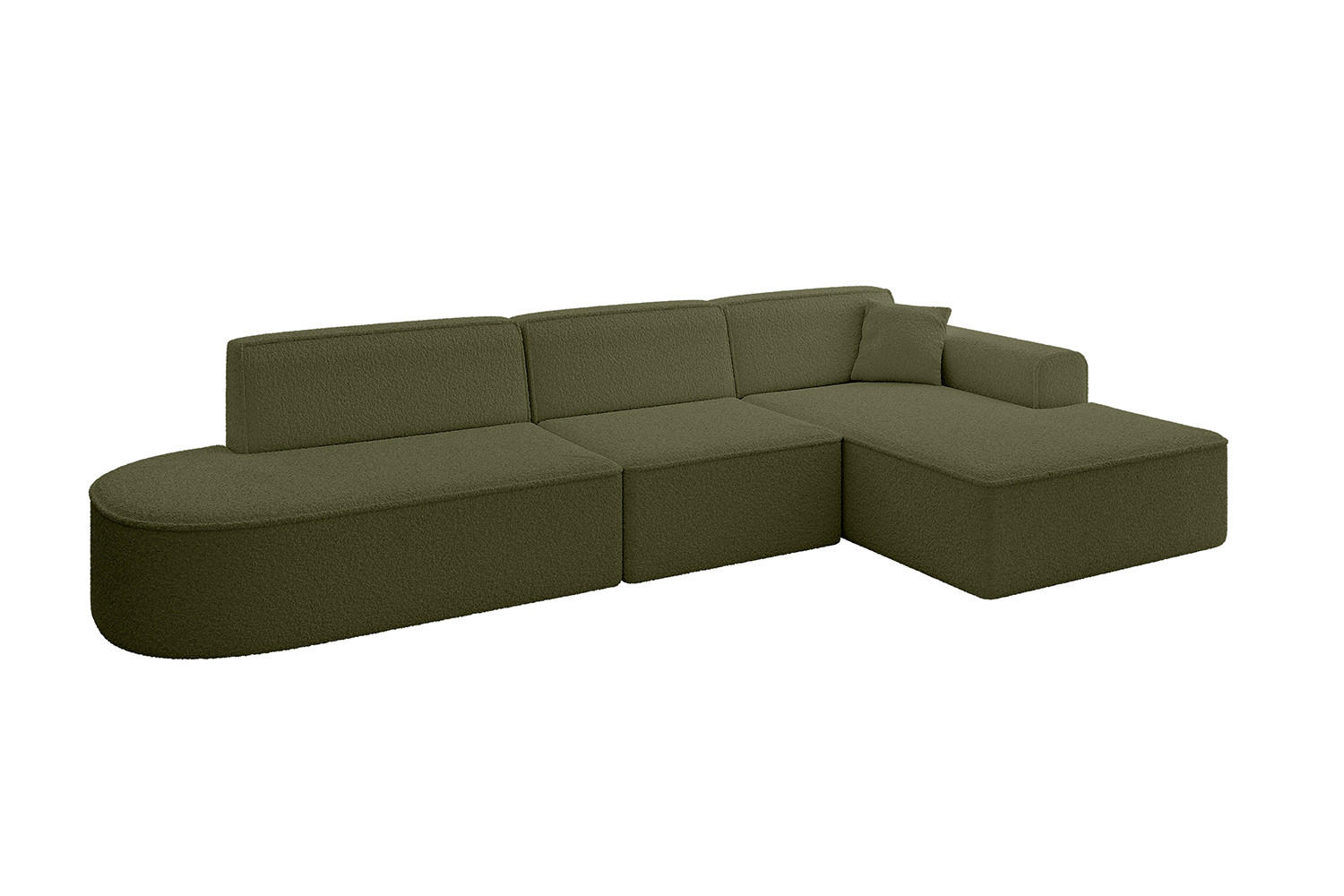 ECKSOFA Ottomane Rechts IREA-L2-v3 - 327x165x77 cm Grün - Platinfarben, Holzwerkstoff/Textil (327/165cm) - ALTDECOR